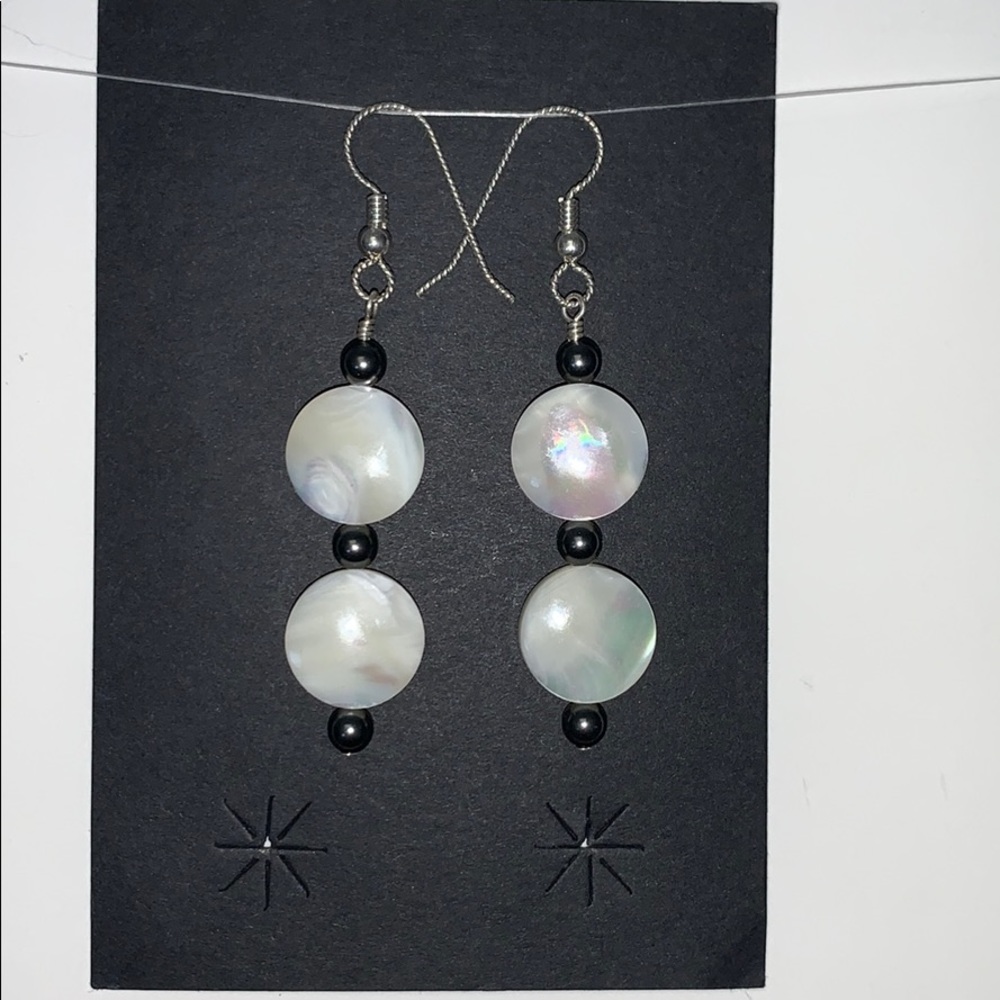 White Mother of Pearl and Black Swarovski Pearls
